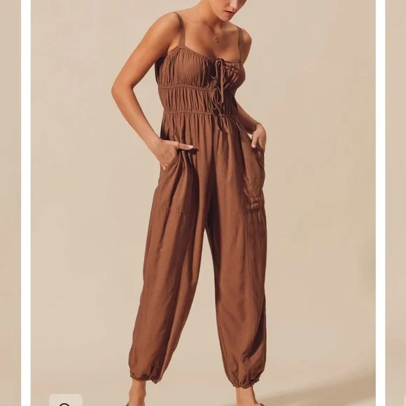 Brown jogger jumpsuit - Picture 1 of 6